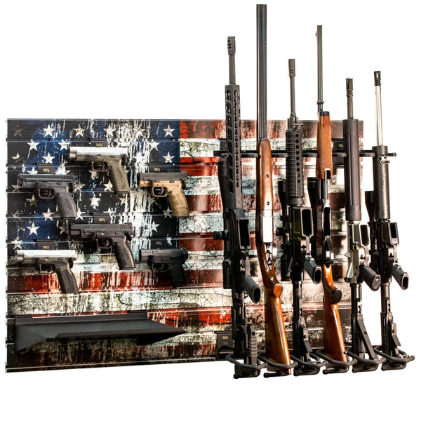 Hold Up Displays HD93-F American Flag Gun Wall | 6 Rifles & 6 Pistols ...