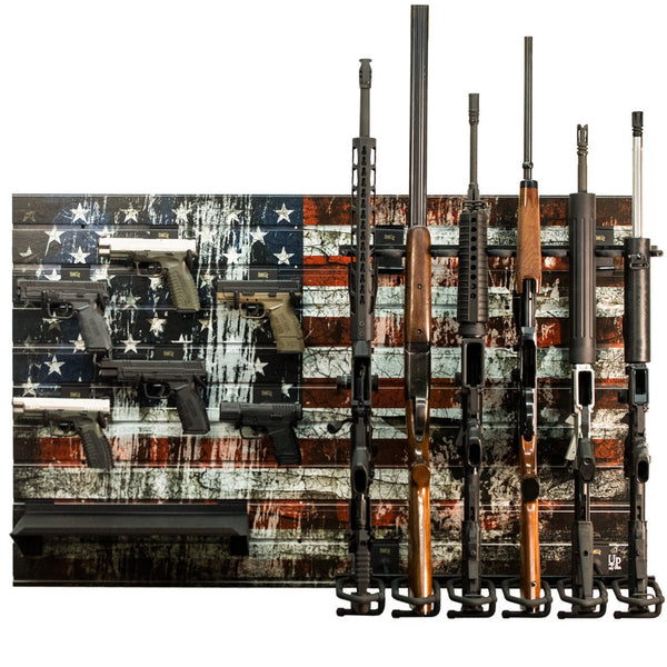 Hold Up Displays HD93-F American Flag Gun Wall | 6 Rifles & 6 Pistols ...