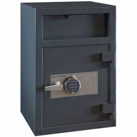 Hollon FD-3020EILK depository safe front view with electronic keypad lock and front-load deposit slot
