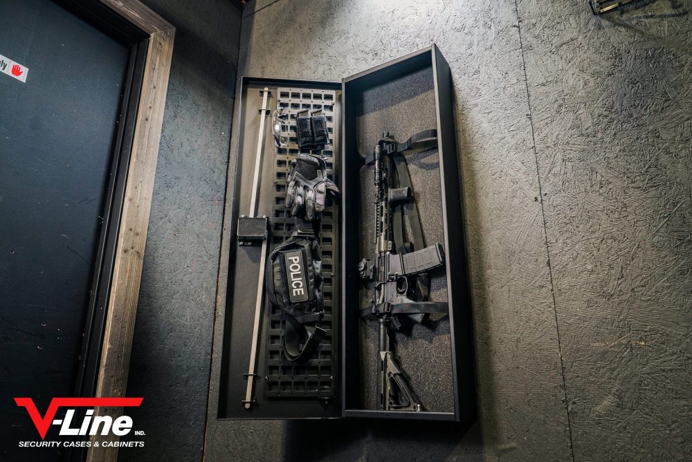 V-Line Shotgun, Rifle, Tactical (SRT) Vault 81842-SM-FBLK Installed Door Open 2