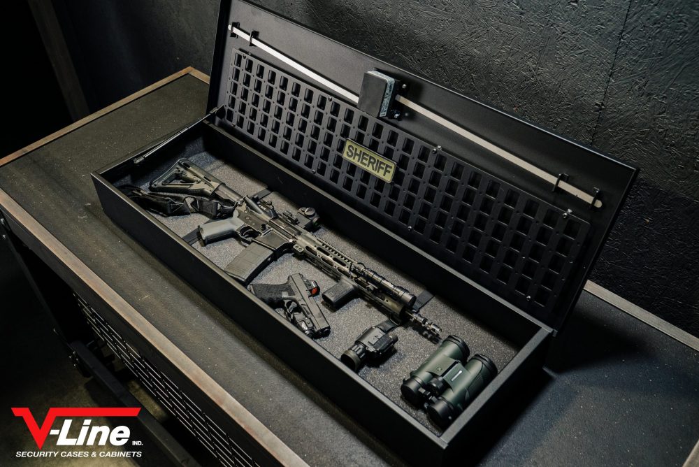 V-Line Shotgun, Rifle, Tactical (SRT) Vault 81842-SM-FBLK Installed Door Open