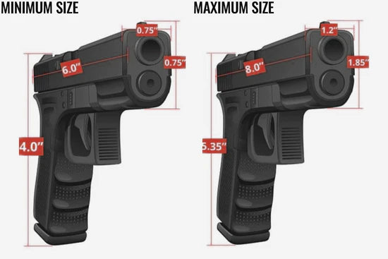 Kwick Strike Min &amp; Max Size of Handguns