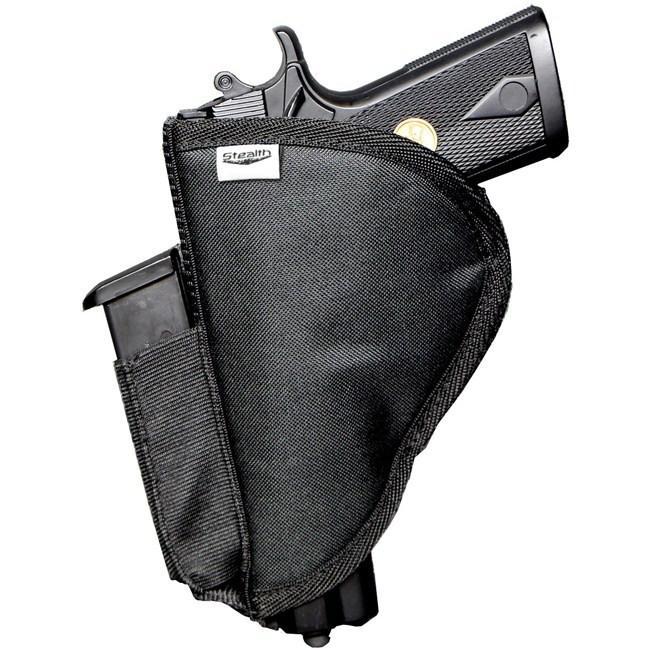 Stealth XL Velcro Pistol Holster with Spandex Magazine Attachment with Handgun & Magazine
