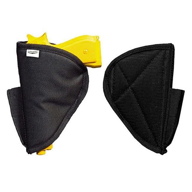 Stealth XL Velcro Pistol Holster with Spandex Magazine Attachment Two Pack Left with Yellow Gun Right Empty