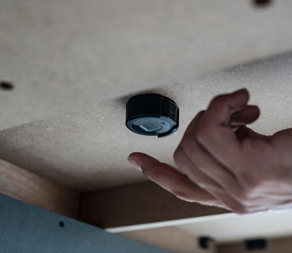 Vaultek VSk-NT Biometric Smart Key Nano Touch Pressing Button Under Desk
