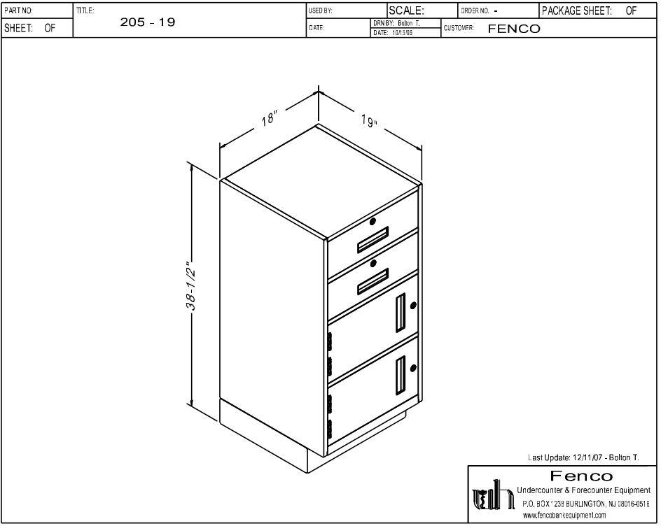 Fenco F205 Pedestal Unit with 2 Locking Box Drawers and 2 Locking Cup