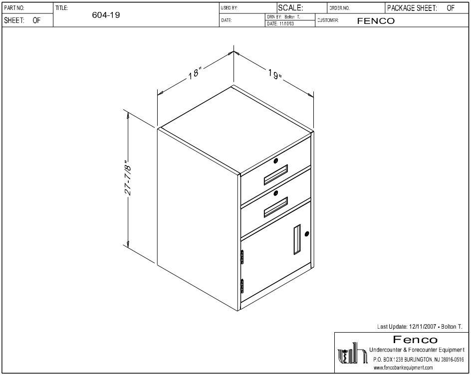 Fenco F-604 Lowboy Pedestal Unit with 2 Locking Box Drawers Drawing