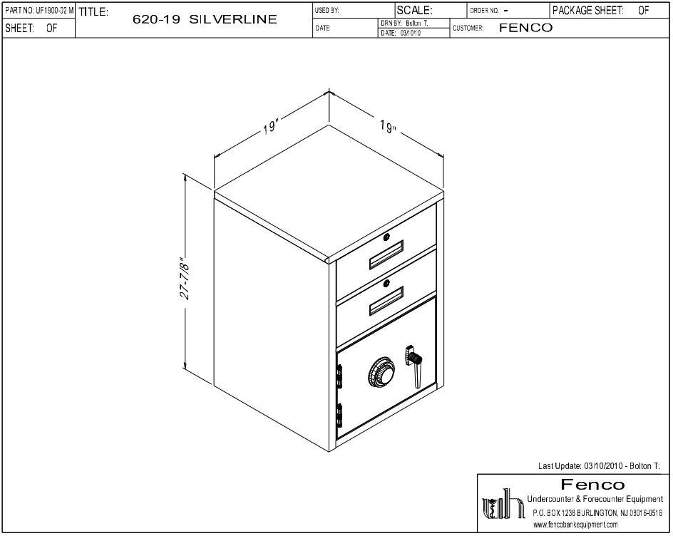 Fenco F-620 Lowboy Pedestal Unit with 2 Locking Box Drawers Drawing