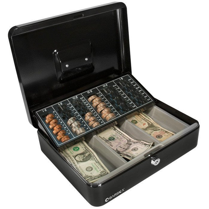 Barska CB11790 Key Lock Cash Box With Coin Tray