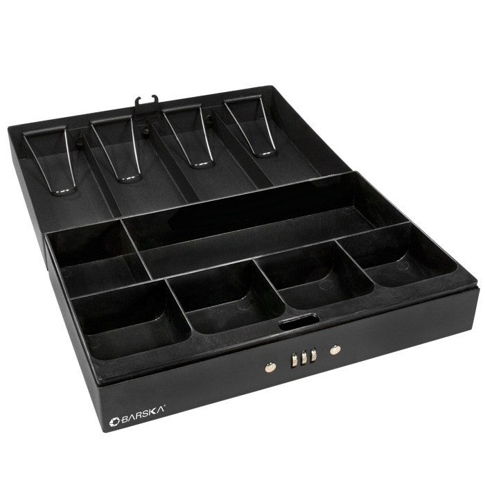 thumbnail image 2 of Barska Cash Box With Combination Lock - 12-Inch Steel Money Box With Bill Clips & Change Tray 2 of 9