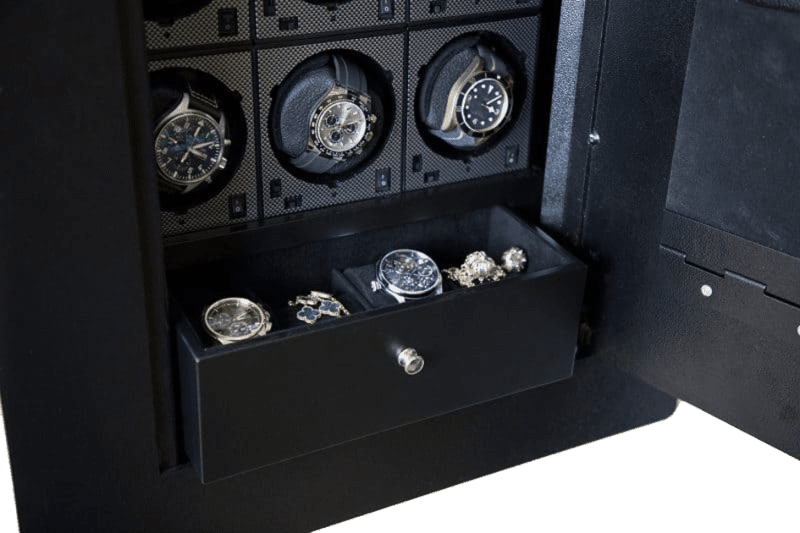BlumSafe Professional Watch Winder Burglar & Fire Safe Drawer Open