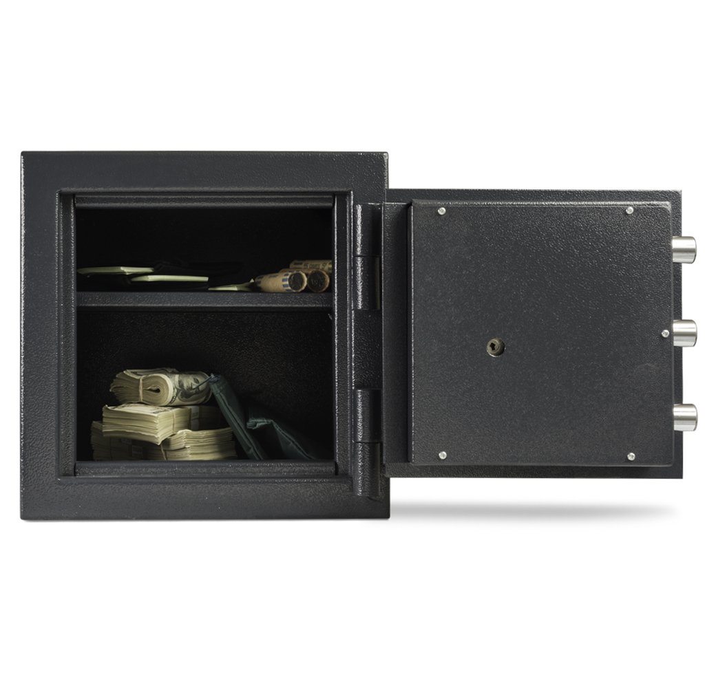 AMSEC MS1414C B-Rated Burglary Security Safe Door Wide Open with Cash &amp; Coin