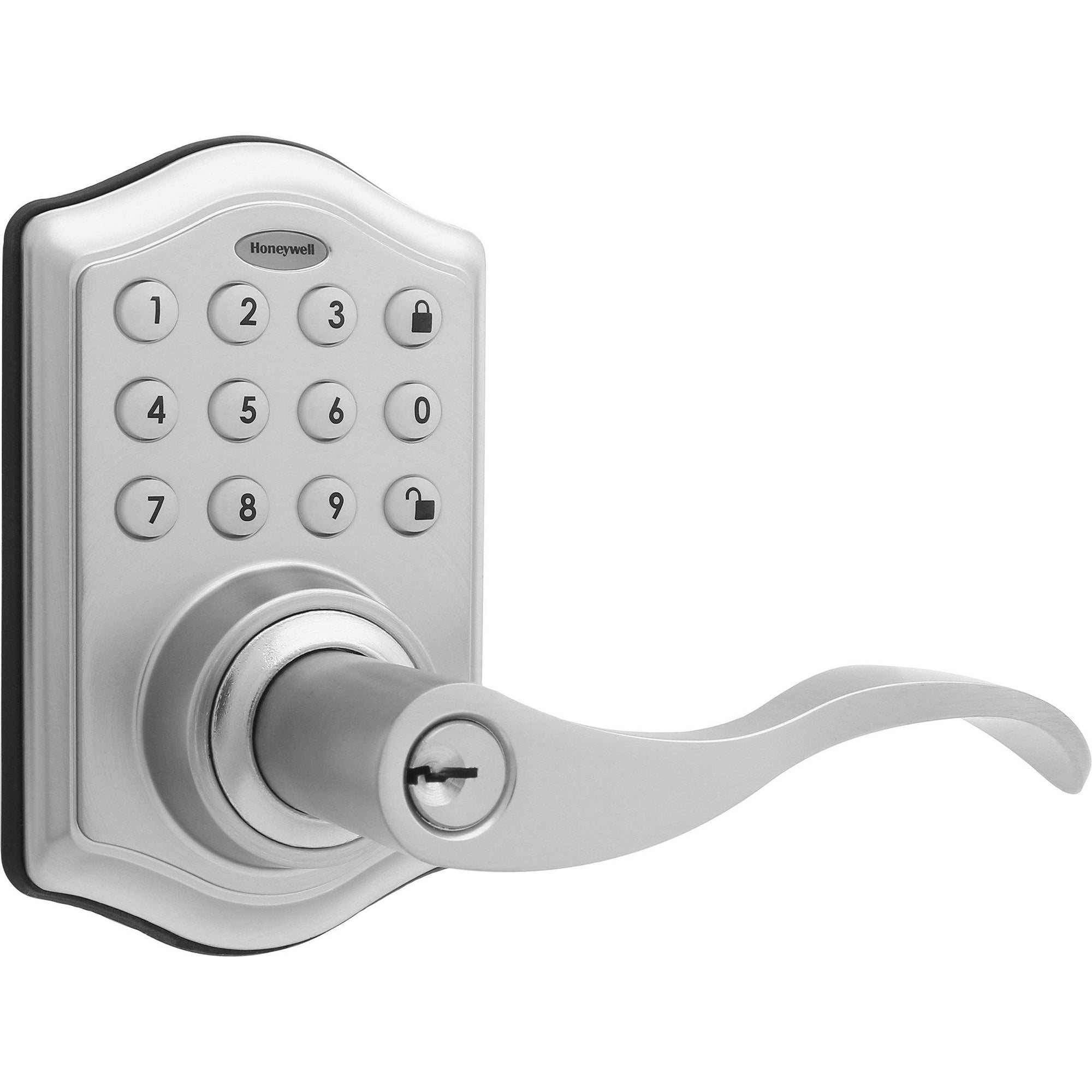 Honeywell 8734301 Electronic Entry Lever Door Lock with Keypad Satin Nickel Finish