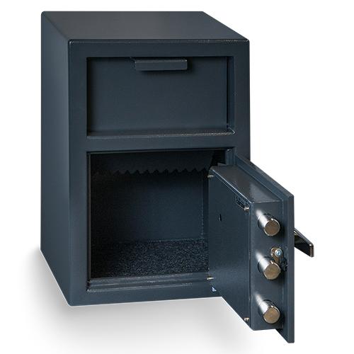 Hollon FD-2014K Front Load Depository Safe with Key Lock Door Open