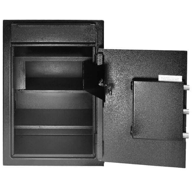 Stealth DS3020FL7 Heavy Duty Drop Safe with Internal Compartment Door Open 180 Degrees Empty