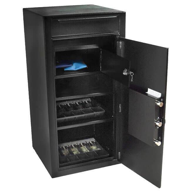 Stealth DS4020FL12 Tall Depository Safe with Internal Locker Door Open with Cash Trays 2