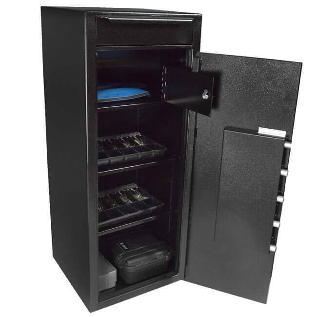 Stealth DS5020FL Extra Tall Heavy Duty Depository Safe Door Open with Cash Trays