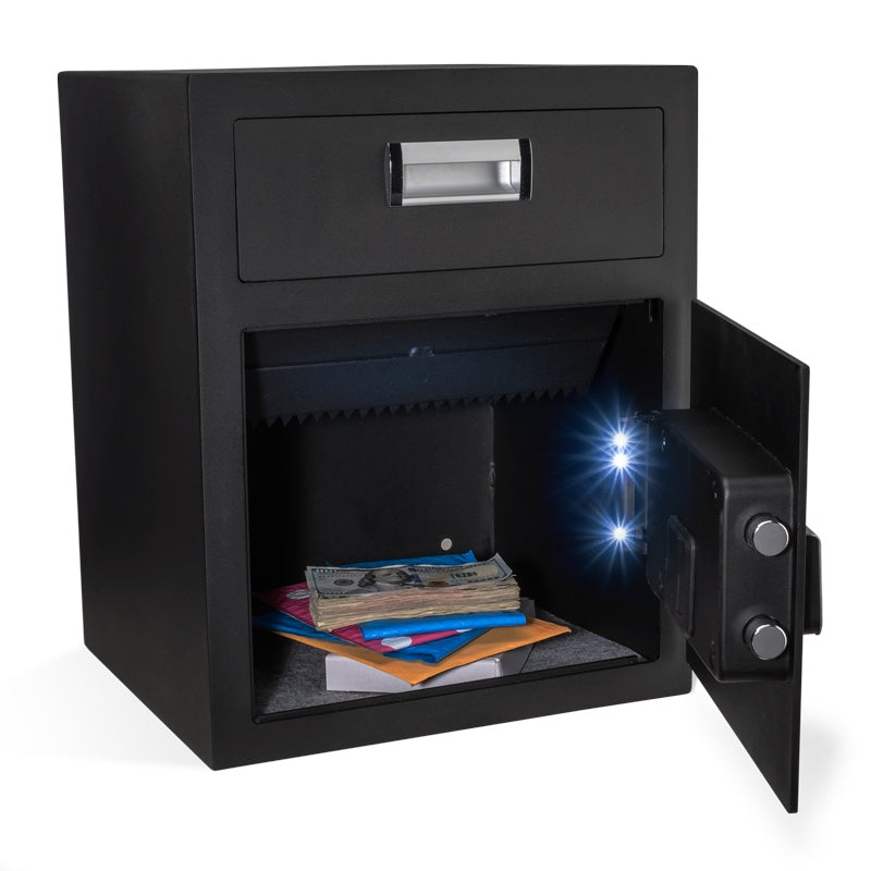 Viking VS-48DS Large Depository Safe with Keypad Lock Door Open with Cash &amp; Light Turned On