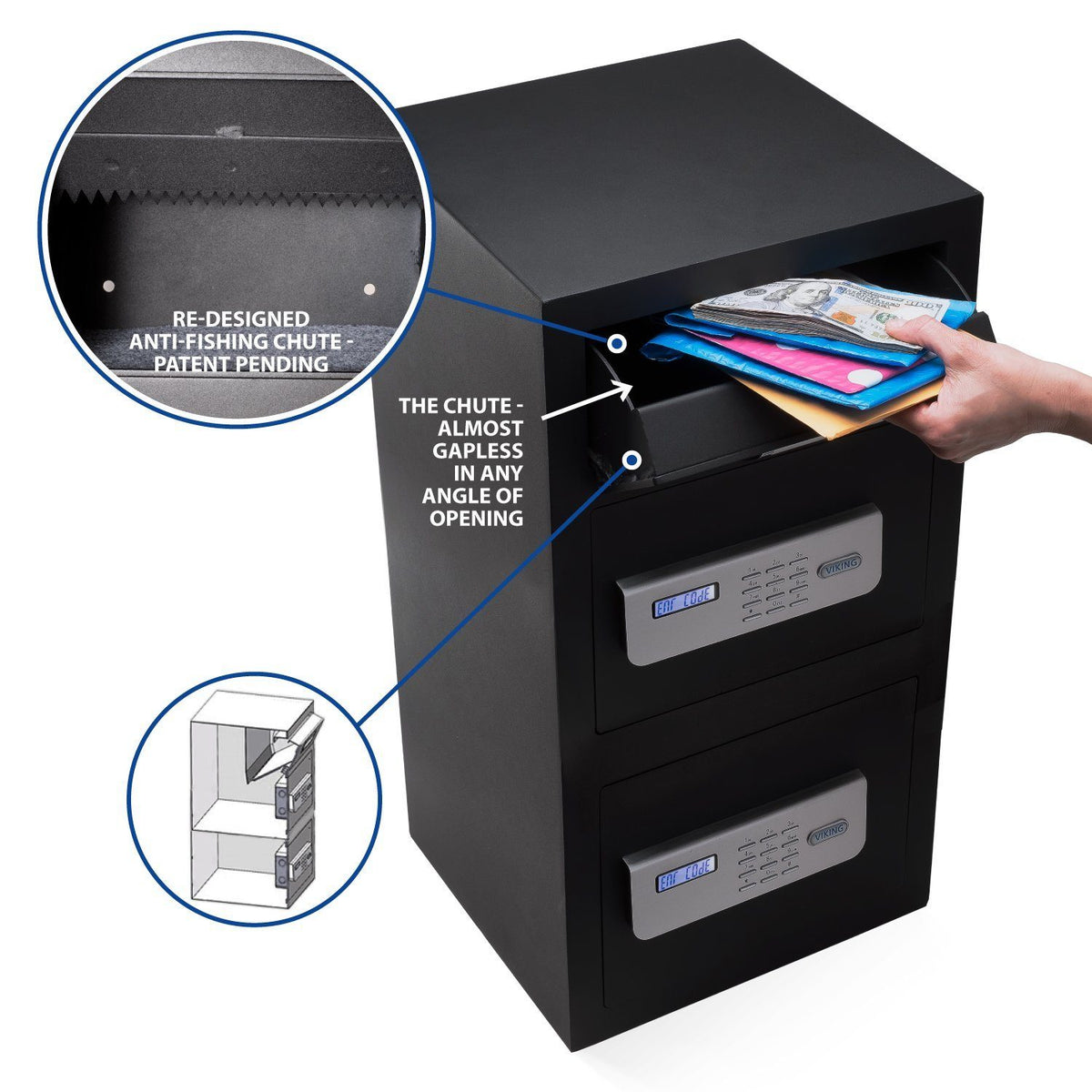 Viking VS-70DS Double Door Depository Safe with Electronic Locks Anti-Fish Baffle Features
