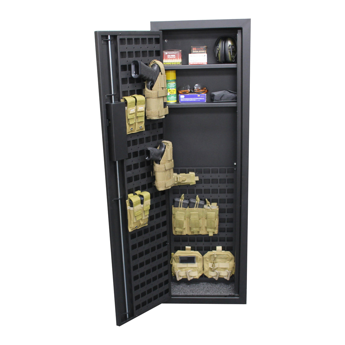 V-Line Tactical Closet Vault In-Wall Safe 51653-S FBLK Door Open with Accessories