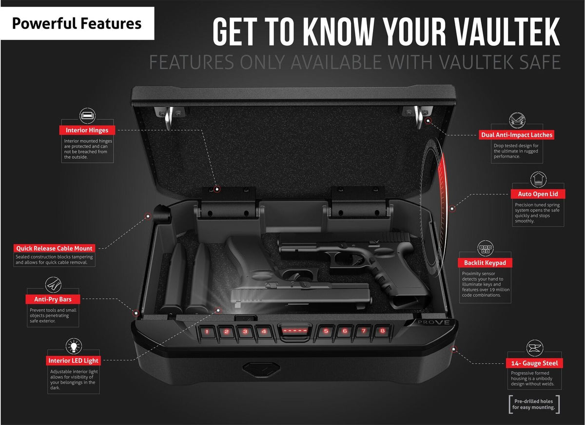 Handgun And Pistol Safes - Vaultek ProVe-BK Essential Series Pistol Safe