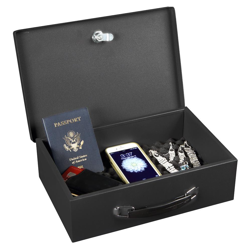 Honeywell 6104 Key Locking Fire Resistant Steel Security Box with Door Open