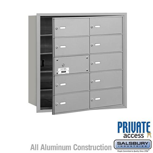 Salsbury 4B+ Horizontal Mailbox (Includes Master Commercial Lock) - 10 B Doors (9 usable) - Aluminum - Front Loading - Private Access