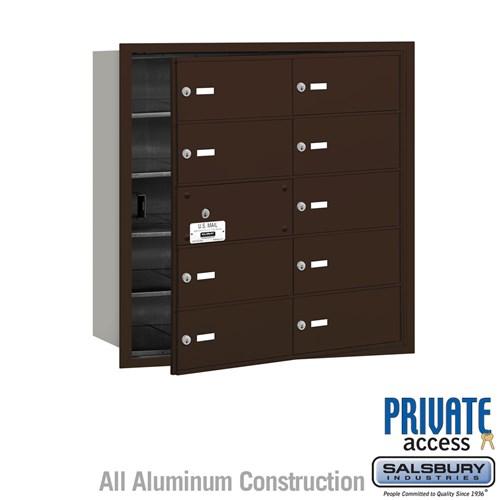 Salsbury 4B+ Horizontal Mailbox (Includes Master Commercial Lock) - 10 B Doors (9 usable) - Bronze - Front Loading - Private Access