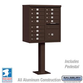 Mailboxes - Salsbury Cluster Box Unit (Includes Pedestal) - 12 A Size Doors - Type II - USPS Access