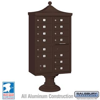 Mailboxes - Salsbury Regency Decorative CBU (Includes CBU, Pedestal, CBU Top And Pedestal Cover - Short) - 13 B Size Doors - Type IV - USPS Access