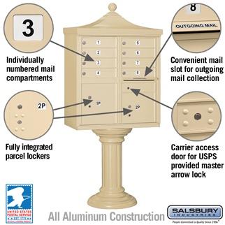 Mailboxes - Salsbury Regency Decorative CBU (Includes CBU, Pedestal, CBU Top And Pedestal Cover - Tall) - 8 A Size Doors - Type I - USPS Access