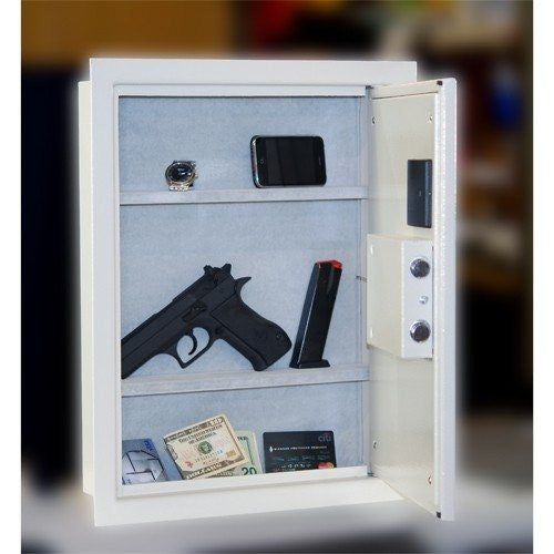 Protex FW-1814Z Biometric Wall Safe Door Open with Handgun &amp; Cash
