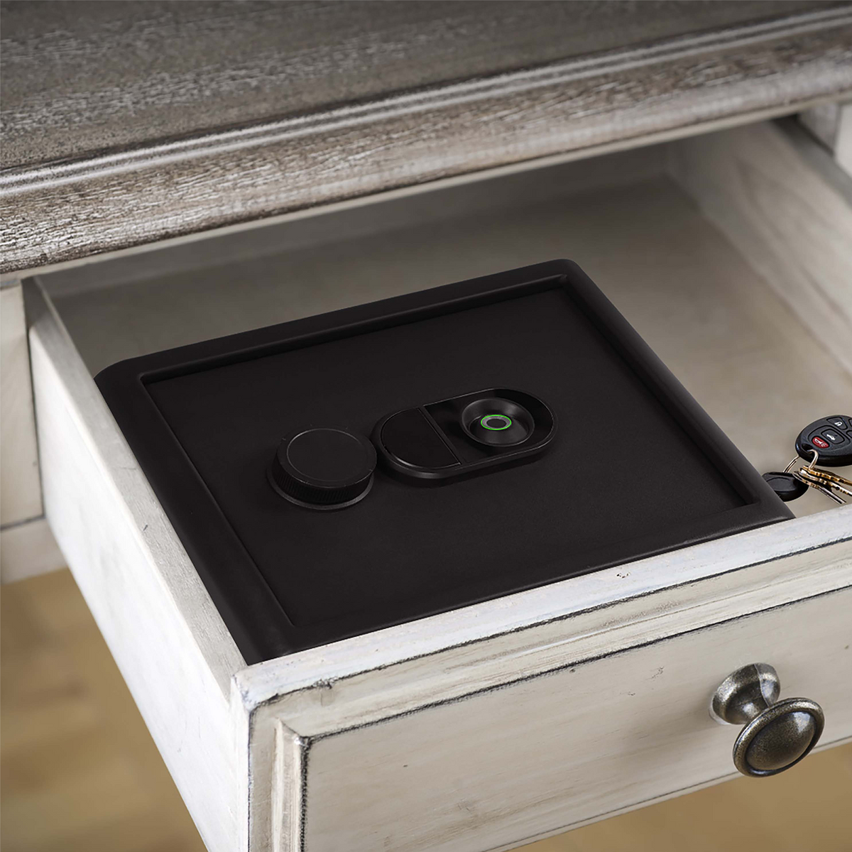 Sports Afield SA-PV1M-BIO Drawer Safe with Biometric Lock Installed in Drawer