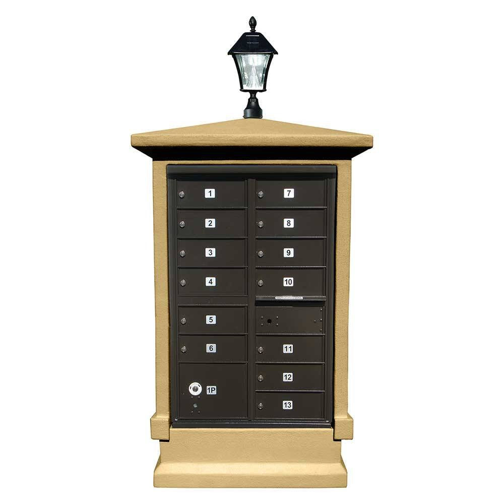 Qualarc EVMC-SHRT Estateview Stucco Cap and Pedestal Lamp Mailbox