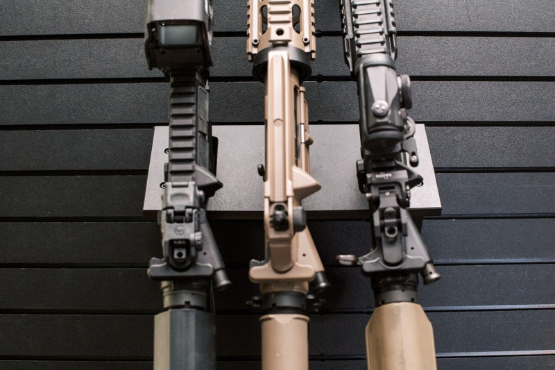 Tactical Walls MWMRH ModWall Multi Rifle Hangers With Rifles Front View