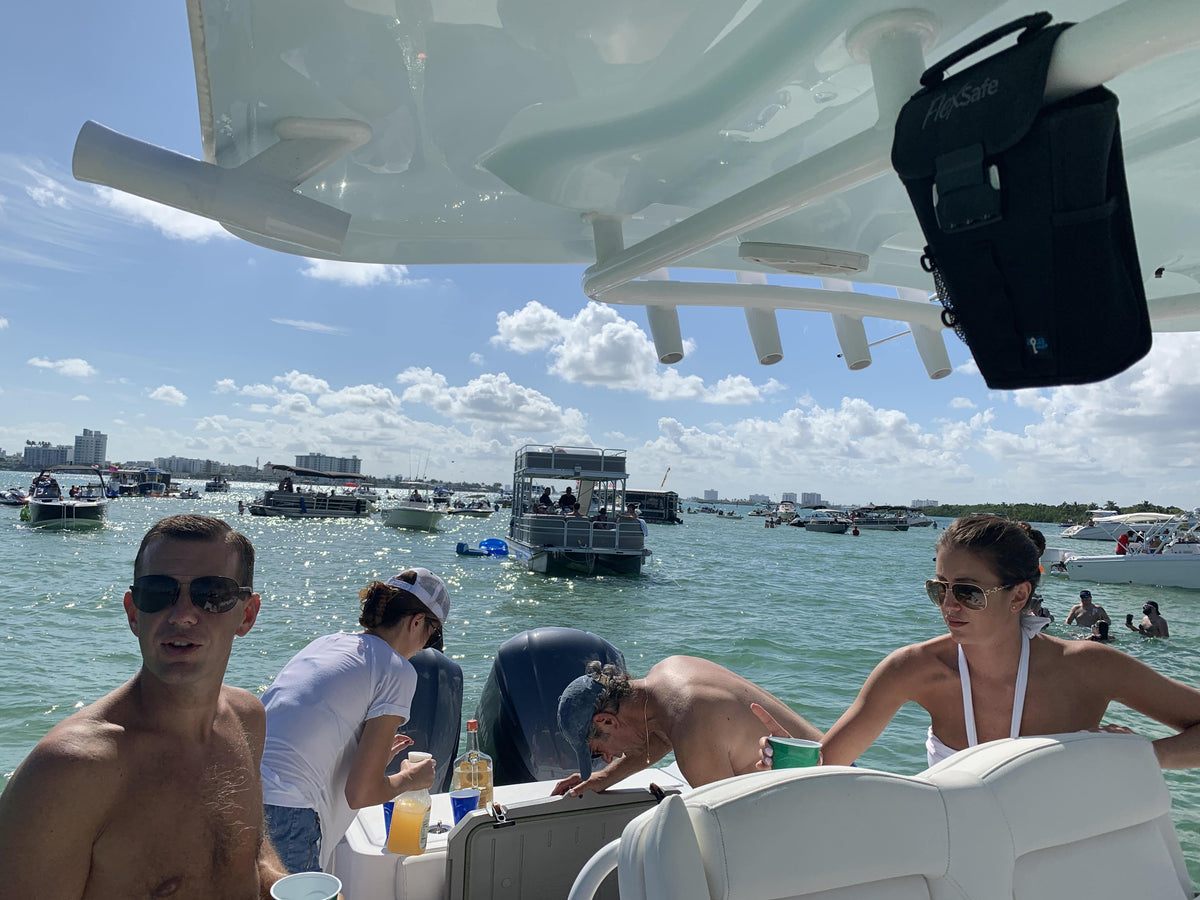 The Portable Travel Safe On Boat with Other Boats in Background