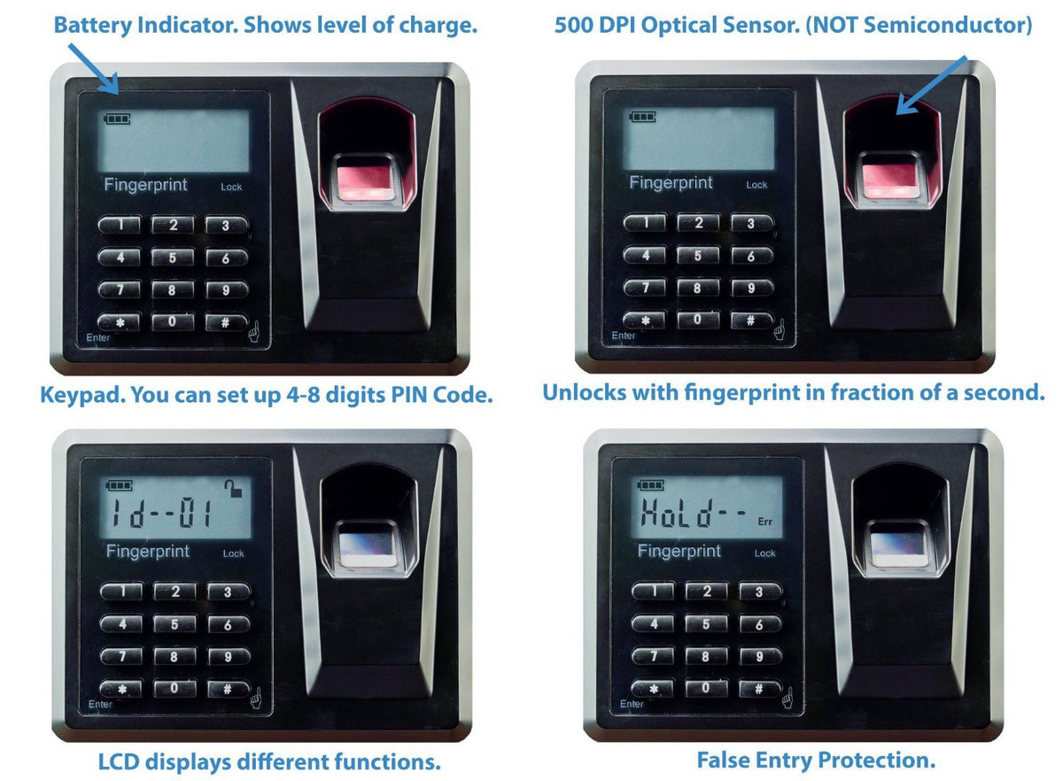 Viking VS-14BL Top Opening Drawer Biometric Keypad Safe Lock Features