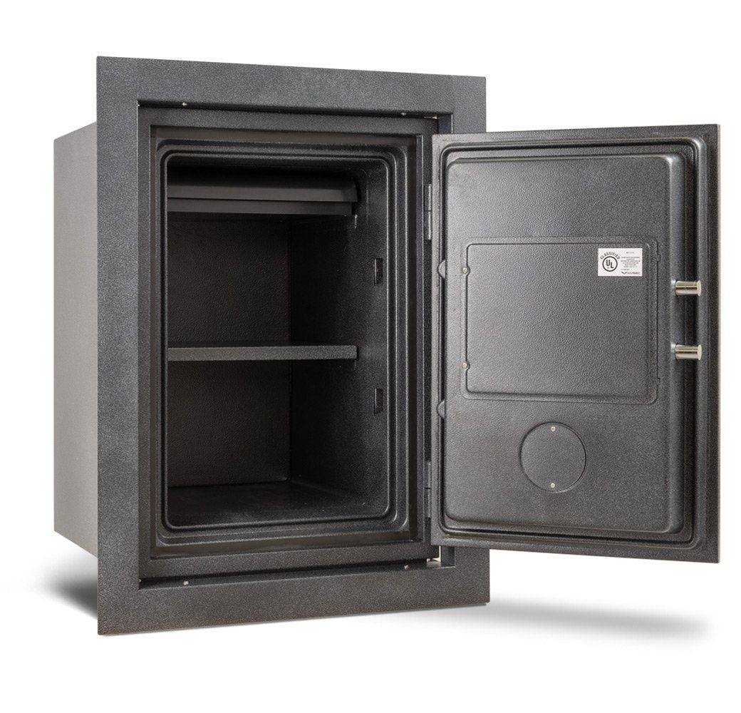 AMSEC WFS149 Fireproof Wall Safe Door Wide Open Empty