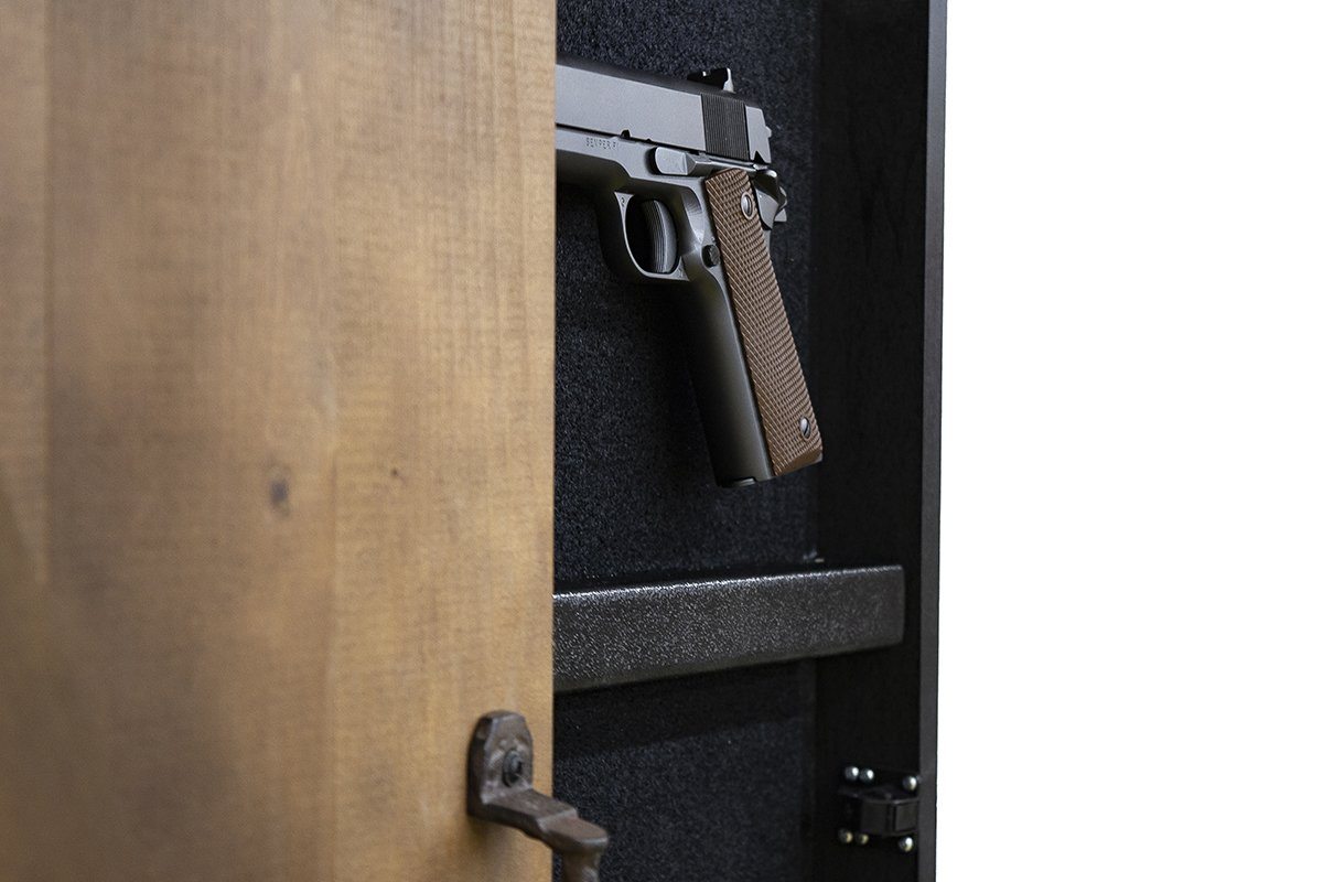 Tactical Walls Mini Barn Door Concealment Side View Handgun Inside